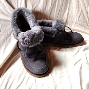 Birkenstock Bakki Charcoal Suede Cozy Collar Boots